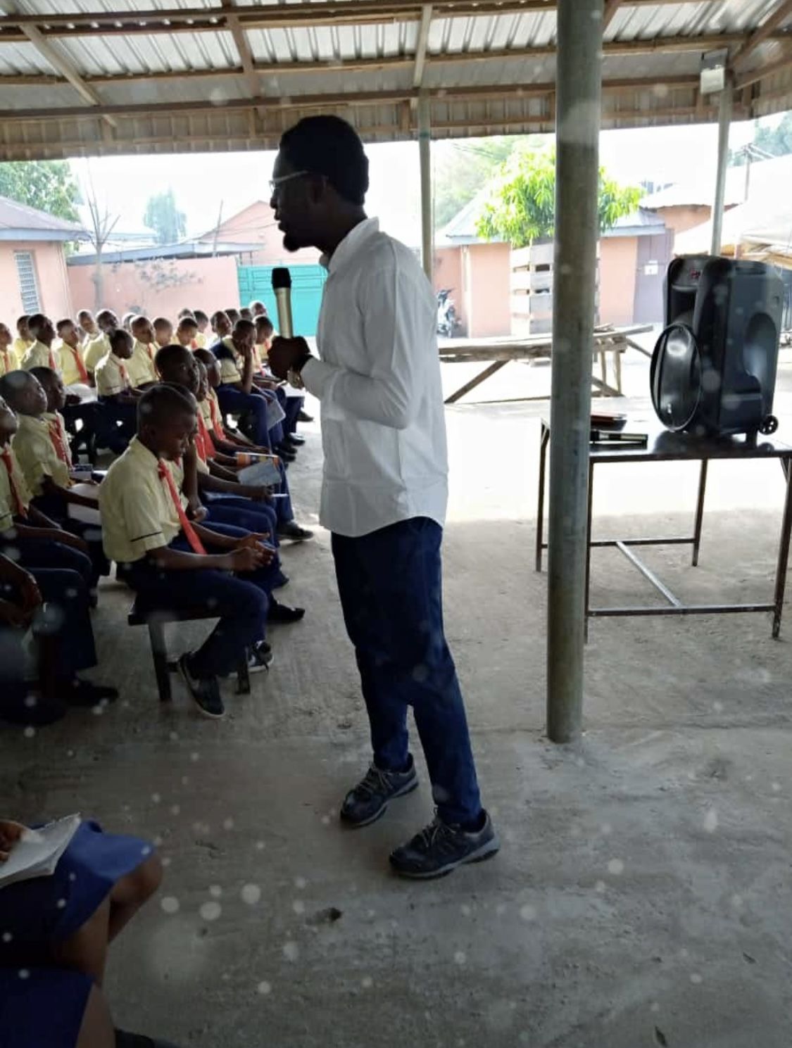 A Wellness 360 facilitator speaking to students at a school session